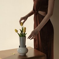 retro 條紋圓底花瓶